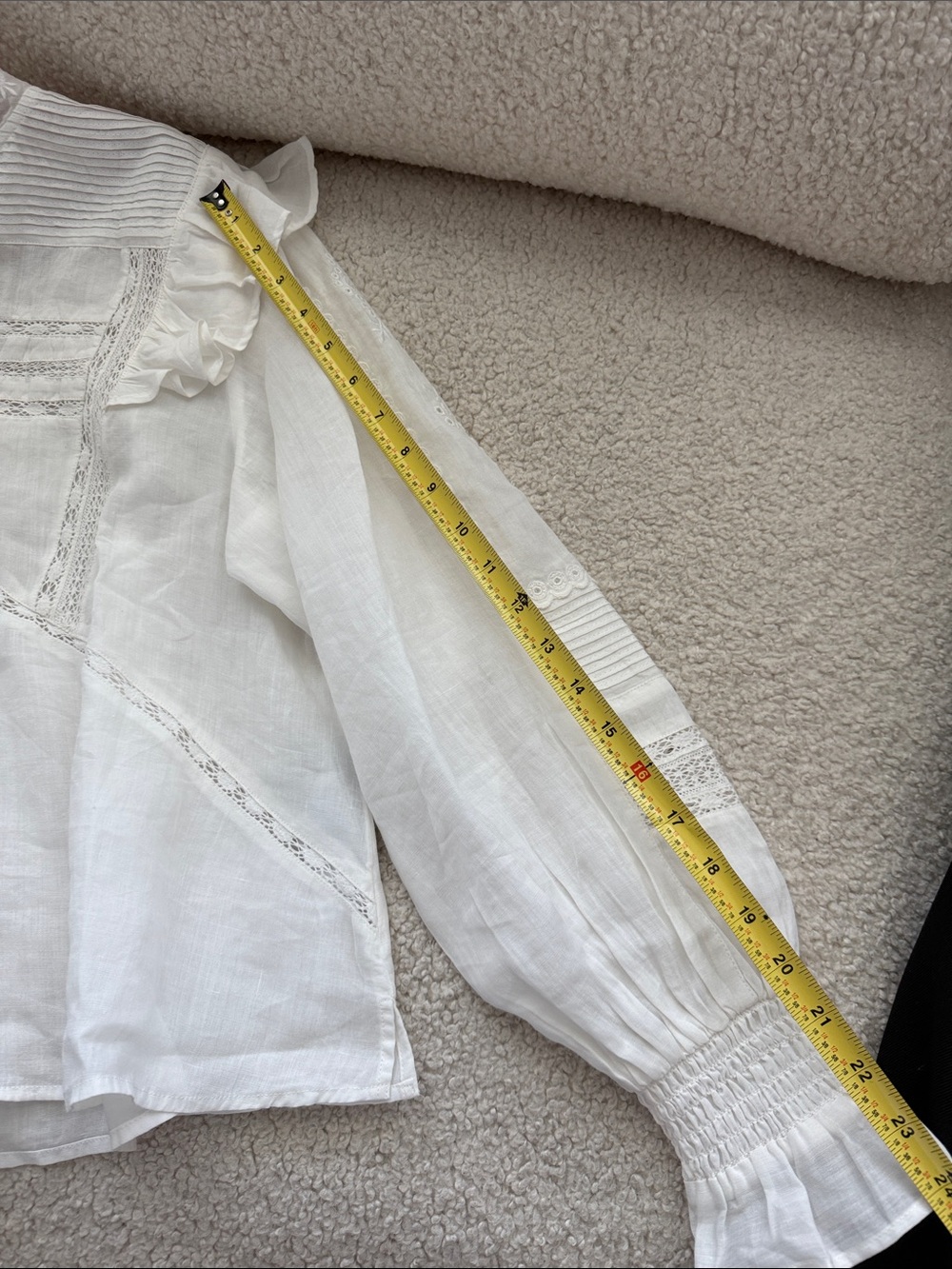 Allsaints Heather Embroidered Eyelet Blouse in White Size 8 - Picture 16 of 16